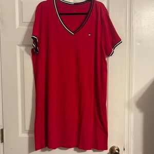 Tommy Hilfiger Women's Red 100% Cotton Knit Tee Shirt Dress Size 1X